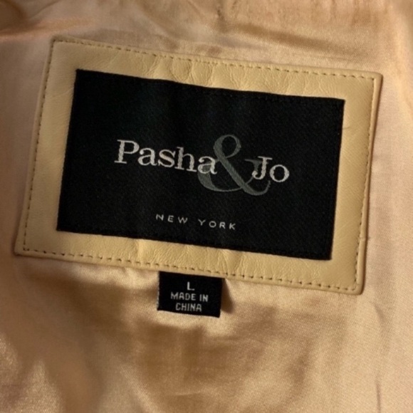Pasha + Jo Soft Cream Color Leather Jacket - Picture 5 of 7